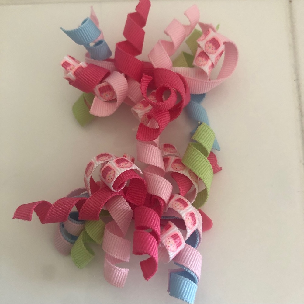 Gymboree Girls Happy Birthday Cupcake Curly Loop Barrettes Multicolored